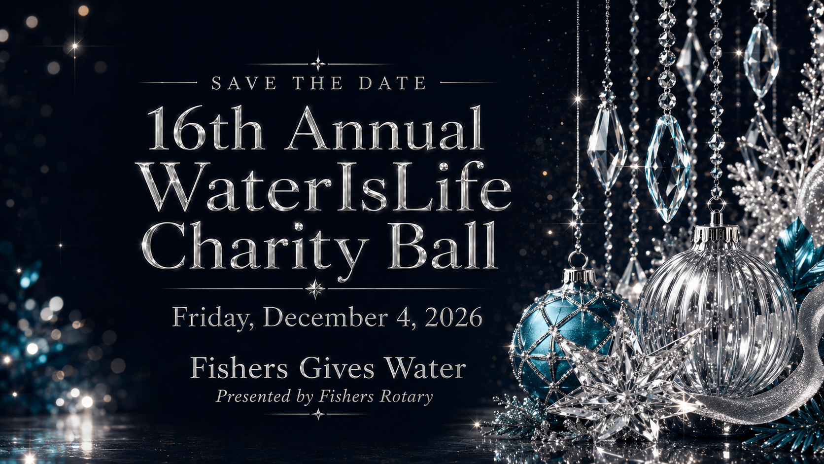 Landscape Save-the-Date artwork for the 2026 WaterIsLife Charity Ball